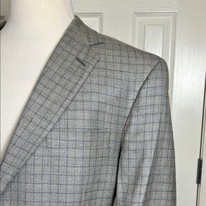 Hart Schaffner Marx Gray Plaid Blazer Jacket Wool Sz 46R